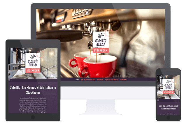 An example of a mobile website made with Jimdo on a smartphone, tablet, and laptop.